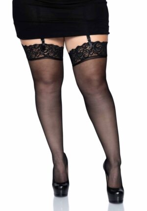 Qs Nylon Sheer Thigh Highs With Lace Top