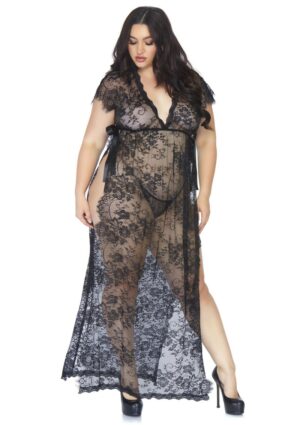 Lace Kaften Robe and Thong Plus Size